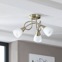 Argos Home Curico 3 Light Glass Ceiling Light -Antique Brass - thumbnail 1