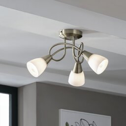Argos Home Curico 3 Light Glass Ceiling Light -Antique Brass - thumbnail 2