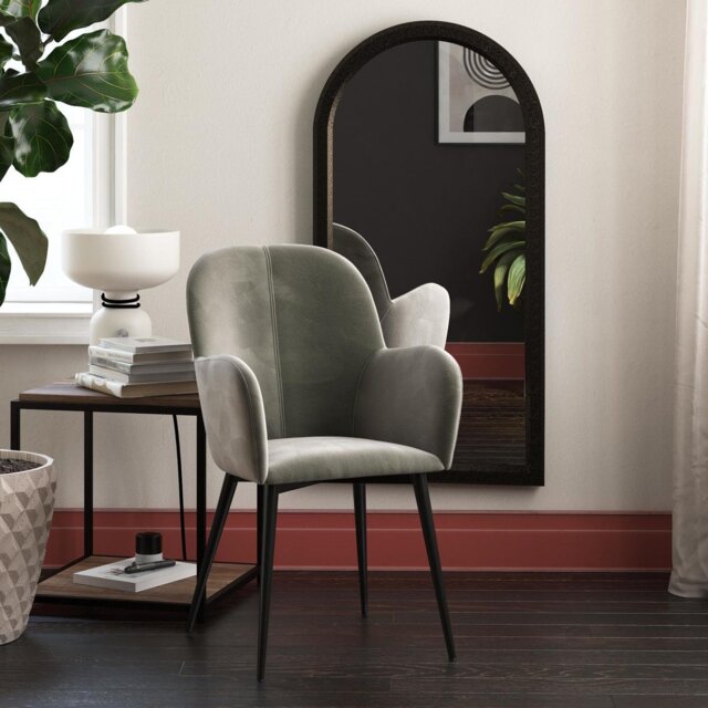Dorel Fitz Velvet Accent Chair - Grey - image 1