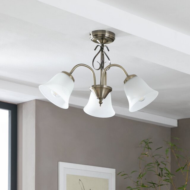Argos Home Elisa 3 Light Glass Ceiling Light - Antique Brass - image 1