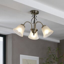 Argos Home Elisa 3 Light Glass Ceiling Light - Antique Brass - thumbnail 2