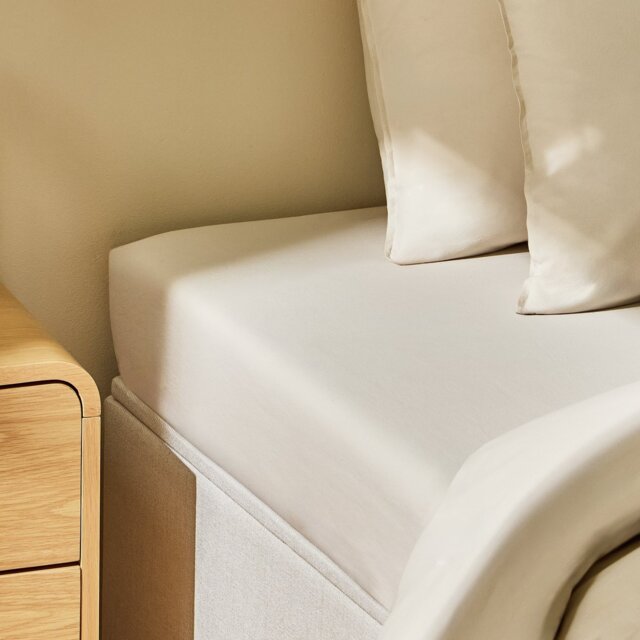 Habitat Washed Cotton Plain Stone Fitted Sheet - Superking - image 1