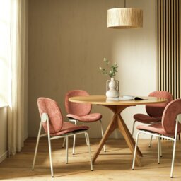 Habitat Austin Oak Dining Table & 4 Pink Chairs