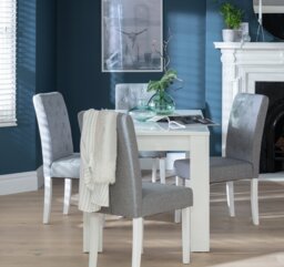 Habitat Miami Extending White Dining Table & 4 Grey Chairs - thumbnail 2