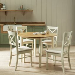 Argos Home Chicago Cream Round Dining Table and 4 Chairs - thumbnail 1