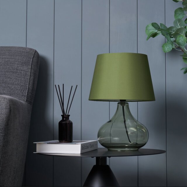 BHS Teardrop Glass Table Lamp - Green - image 1