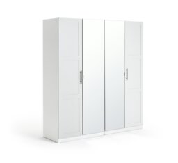 Habitat Munich Panelled 4 Door Mirror Wardrobe - White - thumbnail 1
