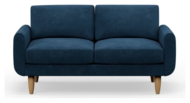 Hutch Fabric Round Arm 3 Seater Sofa - Aegean Blue - image 1