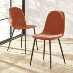 Julian Bowen Lottie Pair of Fabric Dining Chairs -Terracotta - thumbnail 2