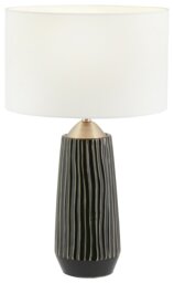 Pacific Artemis Ceramic Ridged Stripe Tall Table Lamp- Black - thumbnail 2
