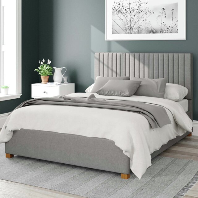 Aspire Grant Linen Kingsize Ottoman Bedframe - Grey - image 1