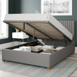 Aspire Grant Linen Kingsize Ottoman Bedframe - Grey - thumbnail 2
