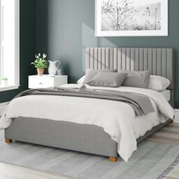 Aspire Grant Linen Kingsize Ottoman Bedframe - Grey - thumbnail 1