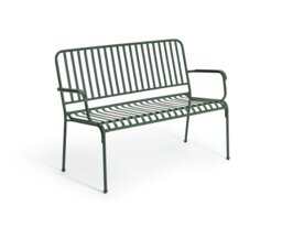 Habitat Indu 2 Seater Metal Garden Bench - Green - thumbnail 1