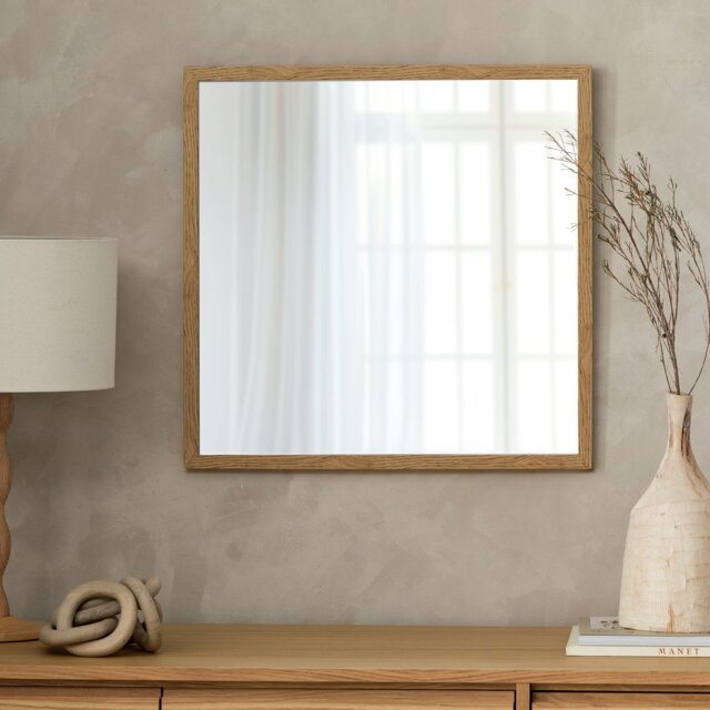Home Essentials Oak Effect Square Wall Mirror -55x55cm - image 1