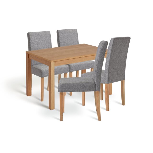 Habitat Clifton Natural Dining Table & 4 Grey Chairs - image 1