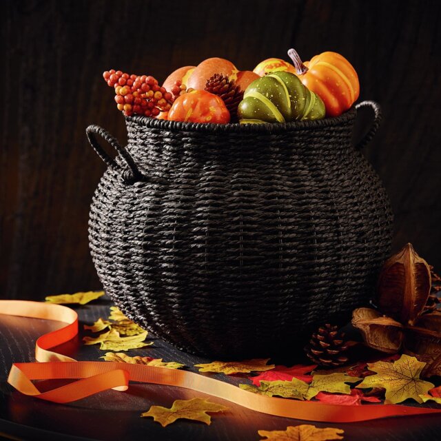 Argos Home Black Woven Cauldron Basket Halloween Decoration - image 1