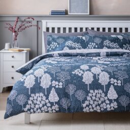 Habitat Cotton Nordic Trees Print Blue Bedding Set- Kingsize - thumbnail 1