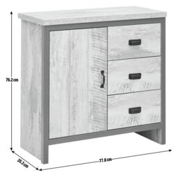 GFW Boston 1 Door 3 Drawer Multi Unit - Grey - thumbnail 2
