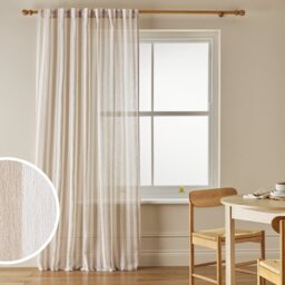 Argos Home Stripe Tab Top Sheer Voile Curtain - Natural - 140x183cm - thumbnail 1