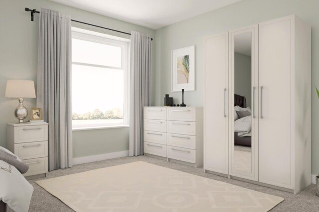 Hatfield 3 Door Mirror Wardrobe - White Gloss - image 1