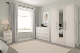 Hatfield 3 Door Mirror Wardrobe - White Gloss - thumbnail 1