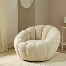 Argos Home Zarah Boucle Swivel Chair - Natural - thumbnail 1