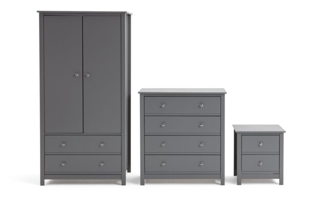 Habitat Brooklyn 3 Piece 2 Door Tall Wardrobe Set -Grey - image 1