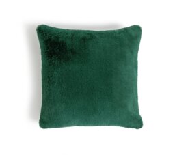 Habitat Plain Faux Fur Cushion - Emerald Green - 43x43cm - thumbnail 1