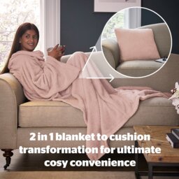 Silentnight Snugsie Wearable Blanket with Sleeves-Blush Pink - thumbnail 2