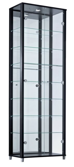 Argos Home 7 Shelf Glass Wide Display Cabinet - Black - image 1