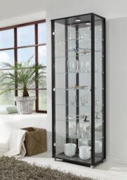 Argos Home 7 Shelf Glass Wide Display Cabinet - Black - thumbnail 2