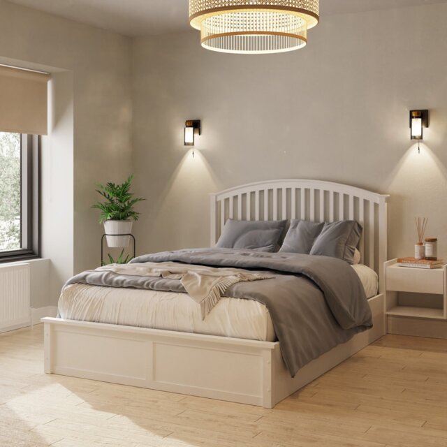 GFW Madrid Ottoman Kingsize Wooden Bed Frame - White - image 1