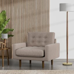 Habitat Fenner Fabric Armchair - Mocha - Dark Leg - thumbnail 2