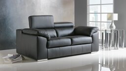 Argos Home Valencia Leather 2 Seater Sofa - Black - thumbnail 2
