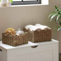 Habitat Pack of 2 Seagrass Wave Storage Basket - Natural - thumbnail 1