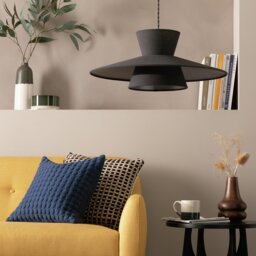 Habitat Otto Black Raffia Easy Fit 2 Tier Lampshade - 50cm