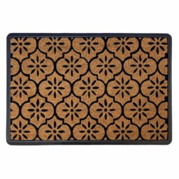 Mighty Mats Rubber Tray Black Geo Cut Pile Doormat - 40x60cm - thumbnail 2