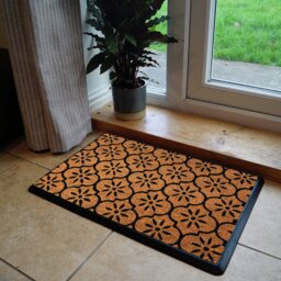 Mighty Mats Rubber Tray Black Geo  Doormat - 40x60cm