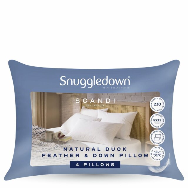 Snuggledown Scandi Duck Feather & Down Medium Pillow- 4 Pack - image 1