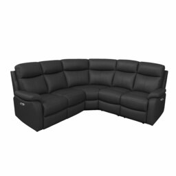 Aspire Kingsmere Leather Power Recliner Corner Sofa - Black - thumbnail 2