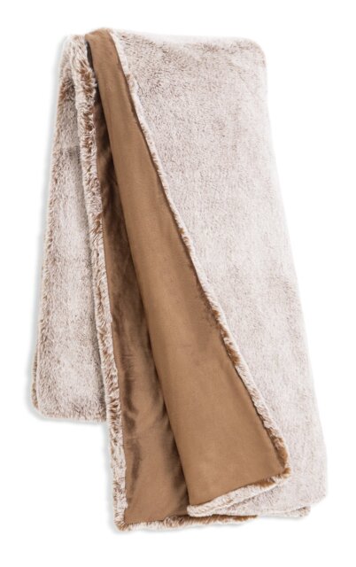 Habitat Fur Tipped Throw - Brown -125x150cm - image 1