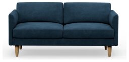 Hutch Velvet Curve Arm 3 Seater Sofa - Ink Blue - thumbnail 1