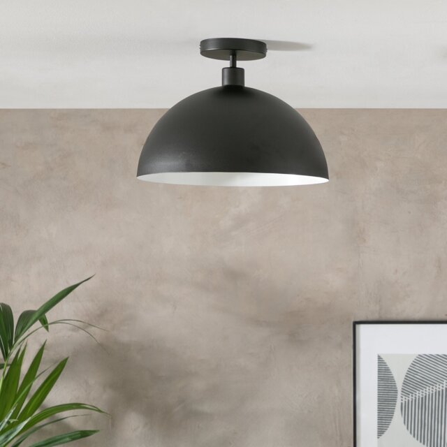 Habitat Steel Mushroom Flush Ceiling Light - Black - image 1