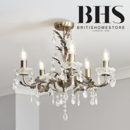 BHS Josefine Glass 5 Light Chandelier - Brass - thumbnail 2