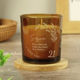 Personalised Message Birthday Amber Glass Candle - Vanilla - thumbnail 2