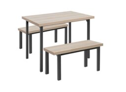 Habitat Zayn Birch Dining Table & 2 Birch Benches - thumbnail 1