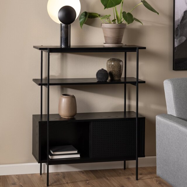 Furniture To Go Angus 2 Sliding Doors Bookcase - Black - image 1