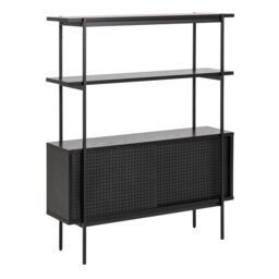 Furniture To Go Angus 2 Sliding Doors Bookcase - Black - thumbnail 2