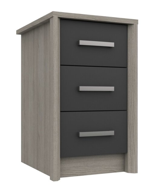 Grasmere 3 Drawer Bedside Table - Dark Grey - image 1